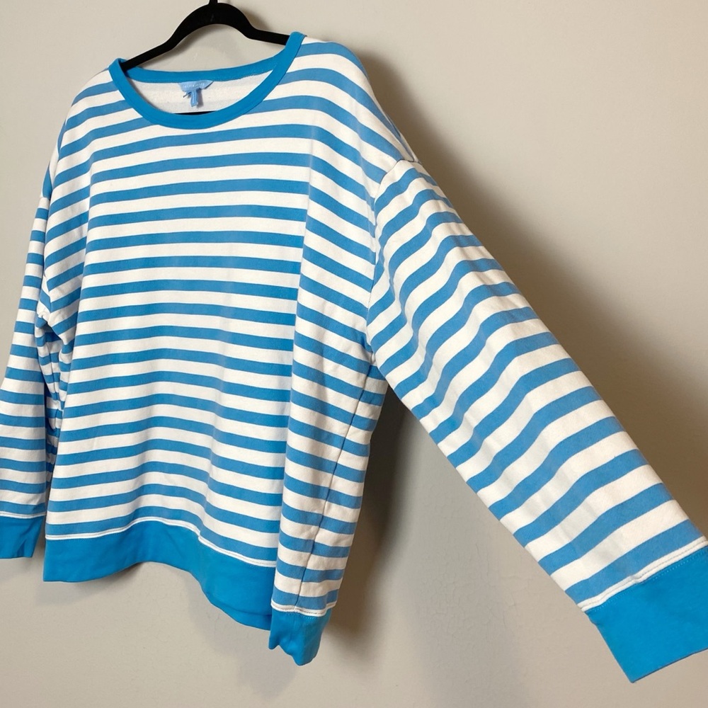 Draper James Kelsea Blue/White Anwing Stripe Sweatshirt - Picture 5 of 8